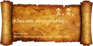 Kőmives Krisztofer névjegykártya